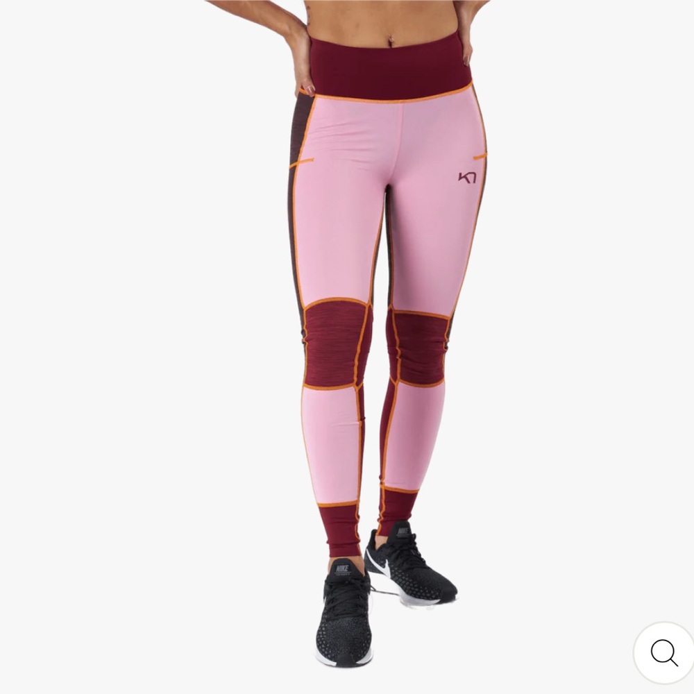 NWOT Kari Traa Women's Pink and Burgundy Athletic Leggings burgundy pink medium
